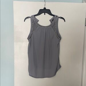 Express Gray Embellished Sleeveless Blouse
